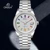 ORSGA Men's Luxury Quartz Watch with Star Design and Colored Diamond Accents