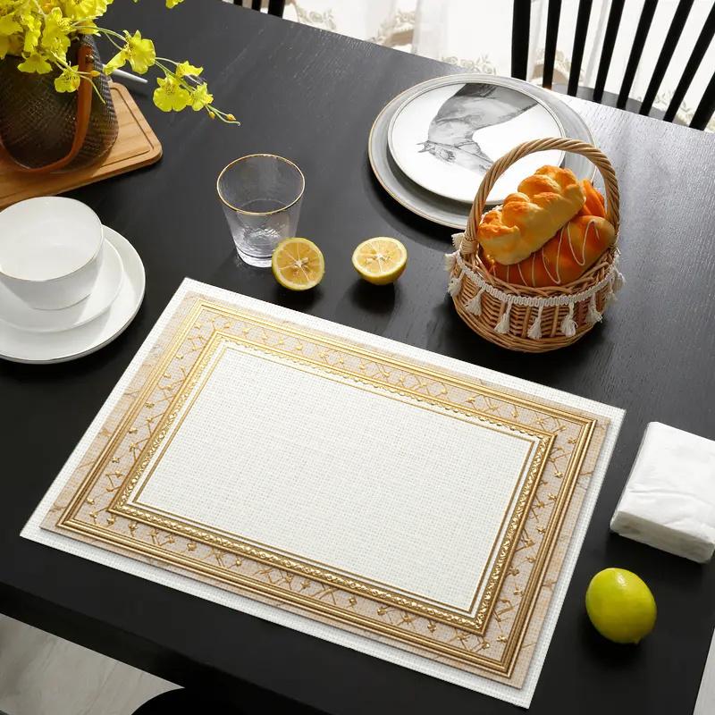 4pcs/6pcs Modern Style Linen Placemats Series Printed Linen Placemats Make Your Restaurant Kitchen More Beautiful, Very Suitable for Coffee Table