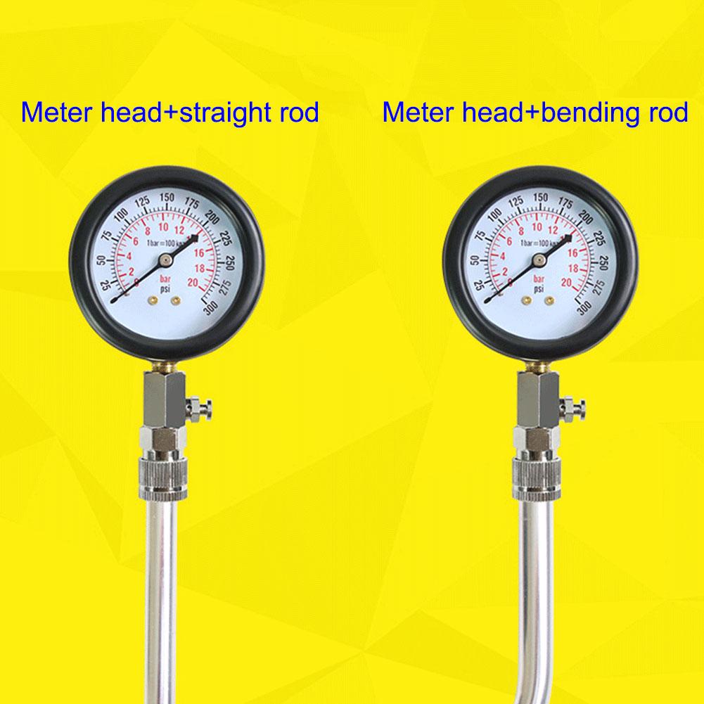 8Pcs Automotive Cylinder Tester Kit with M10 M12 M14 M18 Adapter Compression Tester Kit 0-300 PSI Pressure Gauge