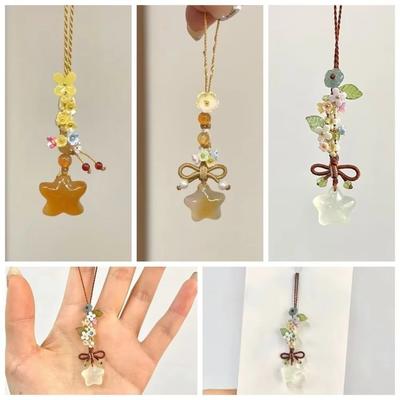 Bowknot Mobile Bag Pendant Resin Bag Decoration Chinese Style Star Flower Pendant  Mobile Bag