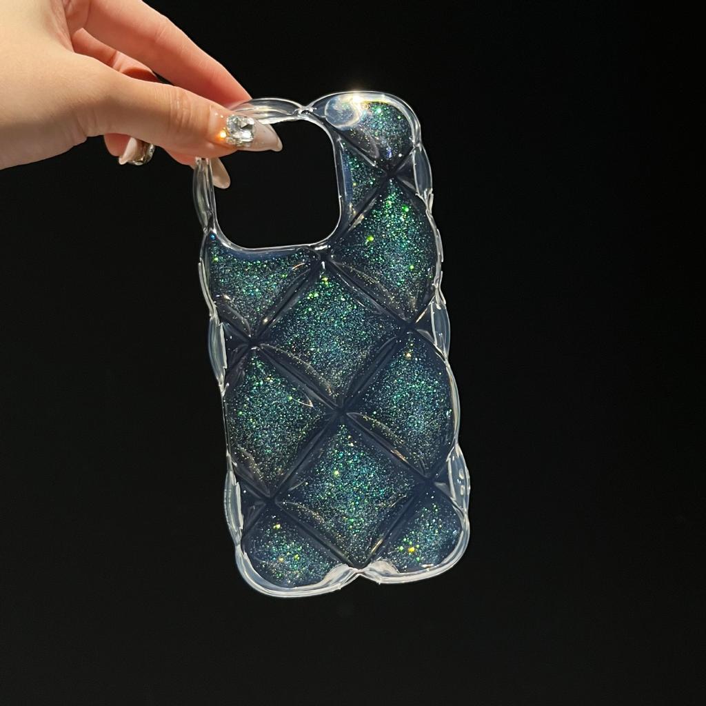 Epoxy Glitter 3D Diamond Pattern Compatible with iPhone 17 Pro Max Case Apple 16 New Model 14/15 Soft Case