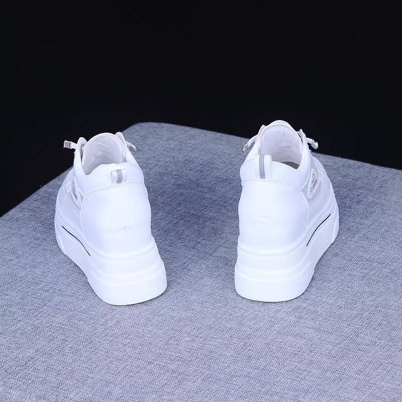 inner height increase white shoes women's spring and summer mesh breathable height increase small casual sports board shoes