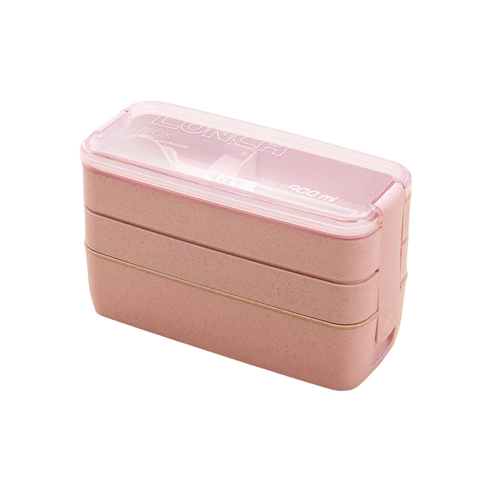 

Трехъярусный ланч-бокс/бенто-бокс для микроволновой печи с приборами, Низкокалорийный ланч-бокс/легкий ланч-бокс One Size розовый