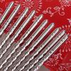 5 Pairs Metal Non-slip Design Stainless Steel Square Chopsticks Chinese Stylish Healthy Light Weight Chinese Chopsticks