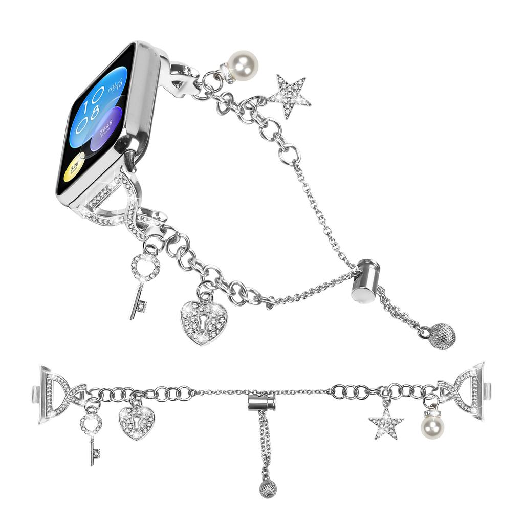 Für Xiaomi Redmi Watch 5/4 Armband X-Typ Silber Einzelne Schlaufe Perlenkette Metallarmband