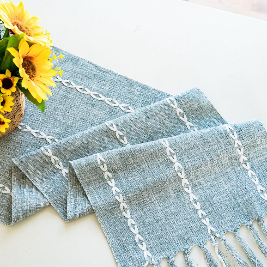 Caminho de mesa com borlas, decoração de mesa única e confortável, presente de inauguração