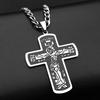 Vintage Jesus Crucifix Orthodox Greek Cross Necklace For Men Women Punk Stainless Steel Christian Pendant Amulet Jewelry Gift