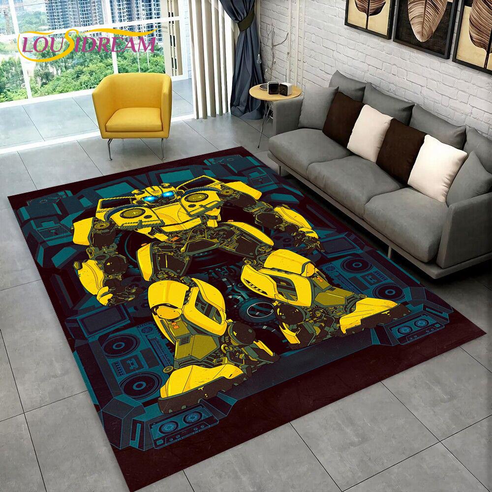 Cartoon T-Transformers Autobots 3D Rug Carpet for Living Room Bedroom Home Decor,Floor Mat Non-slip for Sofa Doormat Gift Kids