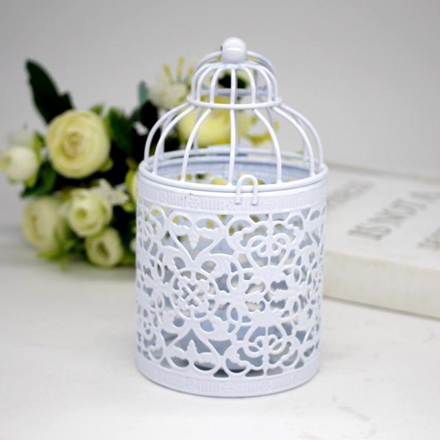 1PC Creative Candelabros Hollow Hanging Bird Cage Candle Holder Candlestick Lantern Bridal Decor Vintage Candlesticks Home Decor