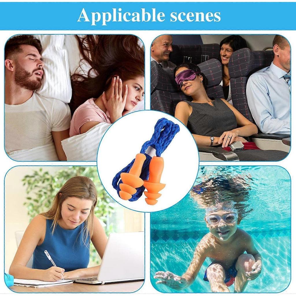 Corded Ear Plugs Silicone Noise Reducing Soft Hearing Protection Earplugs Reusable Rubber