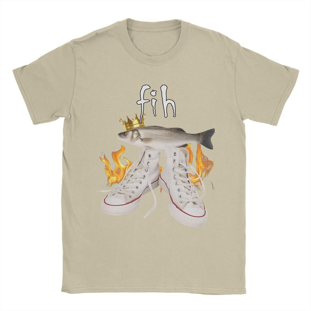 Mens Womens Fih Funny Fish Meme Shirt 100% Cotton Graphic Tee Shirts  Clothing Outfits