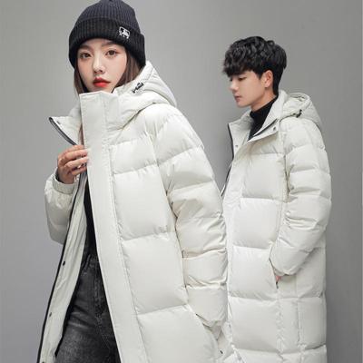 Down Jacket Men's Medium and Long Men's Winter Warm Jacket Men's and Women's Same White Duck Down Couple Top