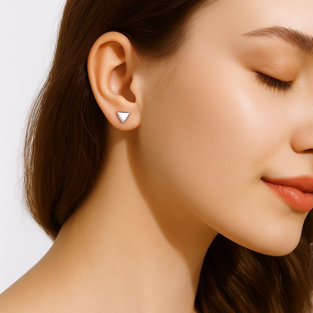 925 Sterling Silver Triangle Stud Earring