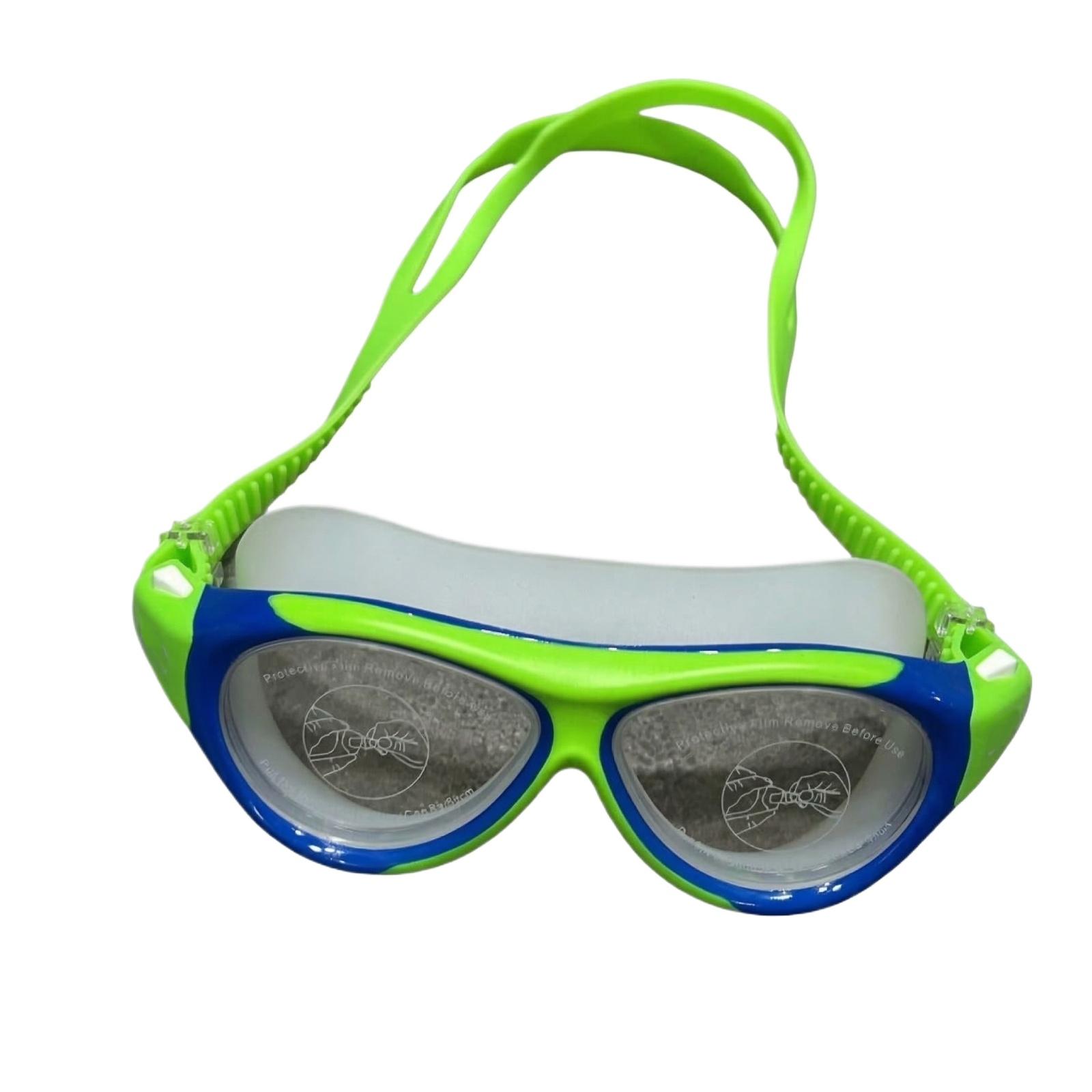 Color-blocked, Large-frame, One-piece Swimming Goggles, Suitable For Children Aged 5-18, -fog(includes Earplugs). зелёный