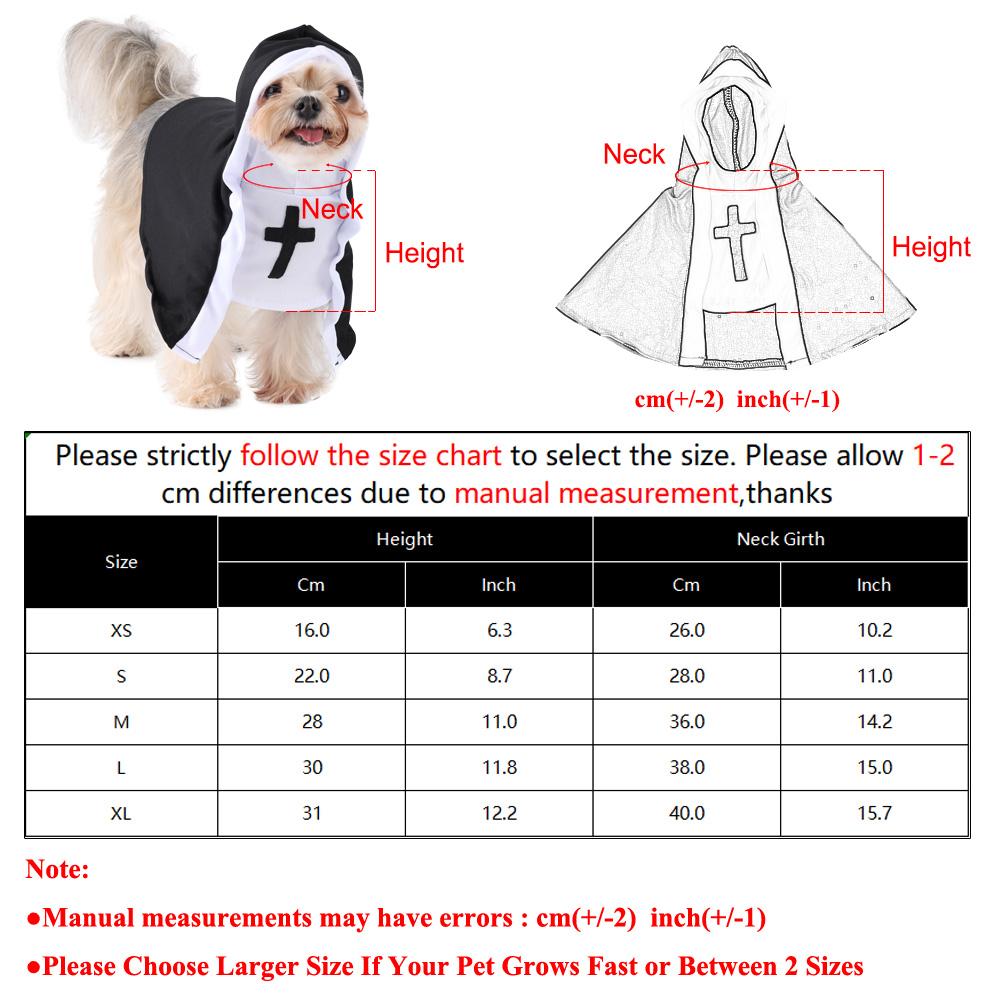Halloween Dog Clothes Cute Christ Nun Cosplay Pets Costume For Small Large Dogs Cross Print Makeup Chihuahua Outfits Cats Gift