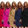 Women's Winter Coat Jaet Irt Tops Street Sle Thiened Cotton Wool Blend Knot Splicing Design Ladies Outwear