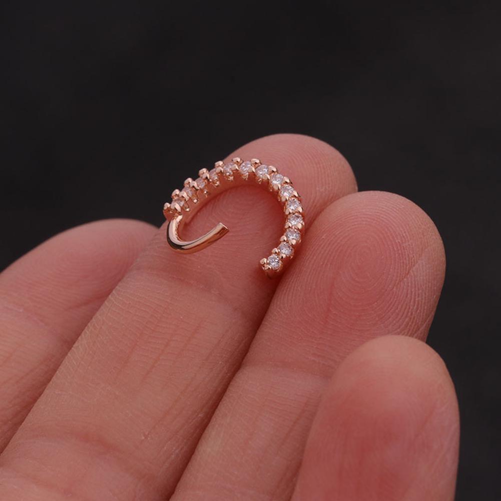 1Pc Women Cubic Zirconia Inlaid Nose Ring Helix Earring Hoop Piercing Jewelry