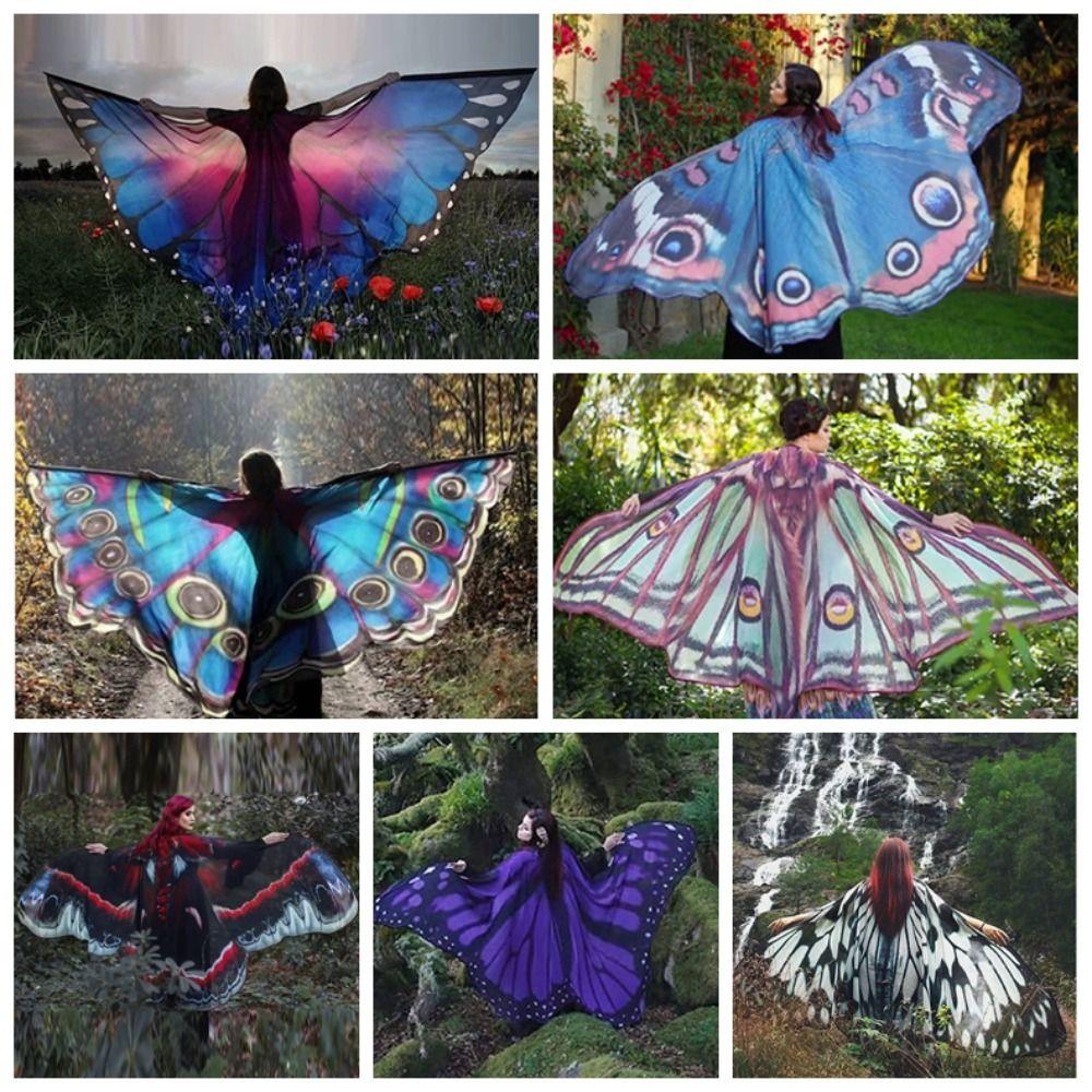 Halloween Butterfly Peacock Shawl Moth Butterfly Cosplay Costumes Beautiful Butterfly Cape  Banquet