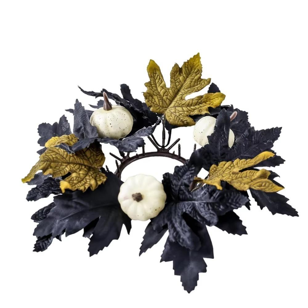 Simulated Maple Leaf Halloween Candle Wreath Artificial Wreath Ornament Festival