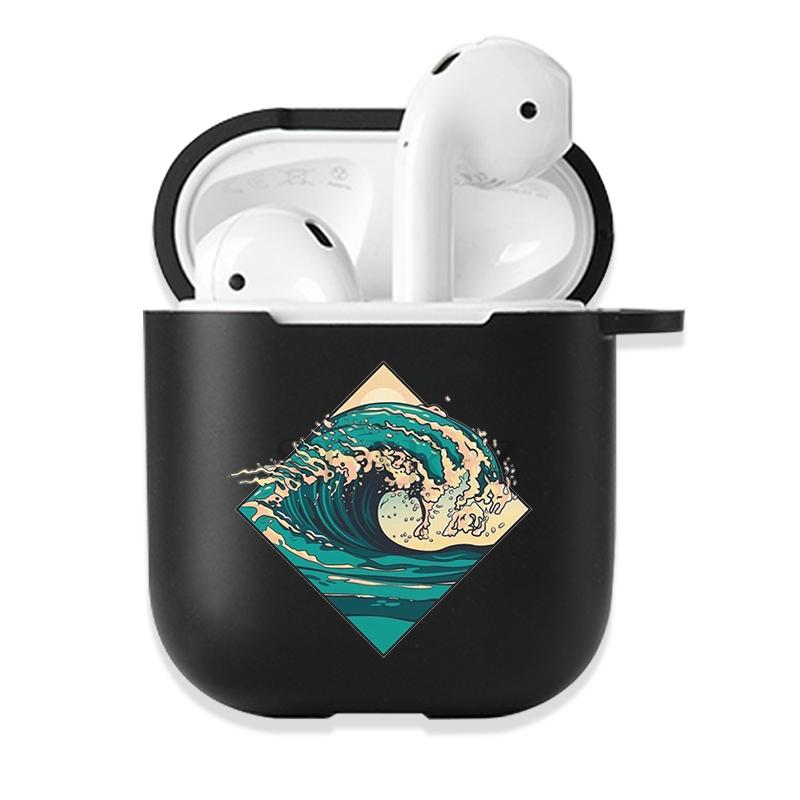 Soft Black Silicone Case for Apple Airpods Pro 3 2 1 The Great Wave of Kanagawa Bluetoooth Wireless Earphone Cases Airpod Cover