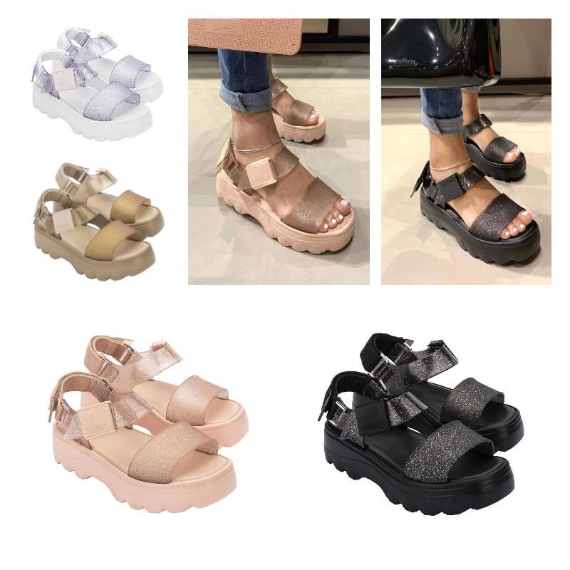 2023melissa Stylish Melissa Women's Flat Sandals With Chunky Soles And Trendy Wide Straps