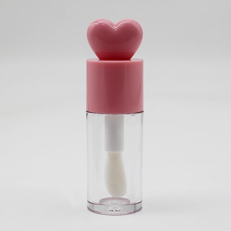 Tube de gloss à lèvres en forme de cœur, 4 ml - Flacon à rouge à lèvres sphérique transparent pour transvaser le baume à lèvres