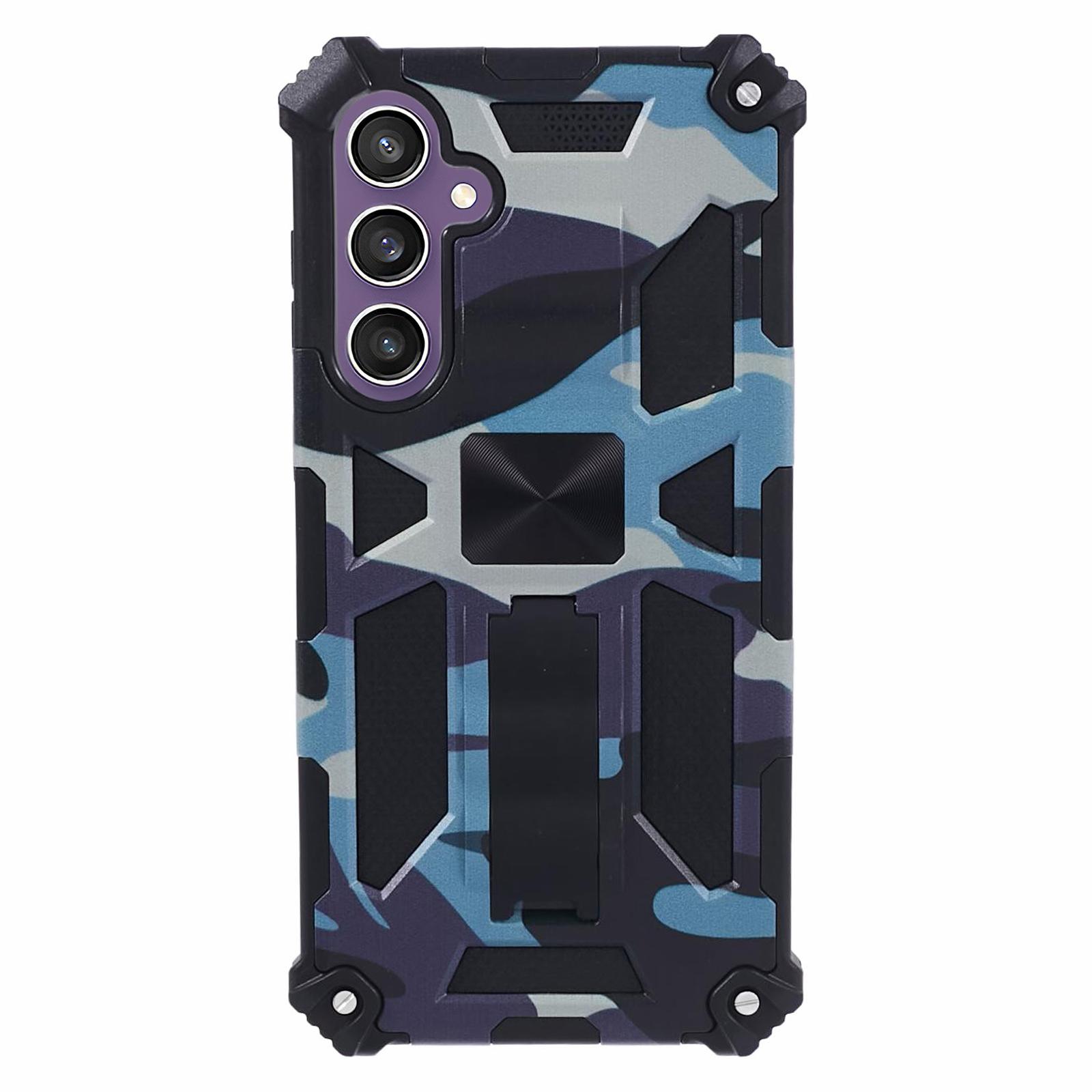 

For Samsung Galaxy S23 FE Case Camouflage Kickstand Anti-drop Phone Cover Navy Blue