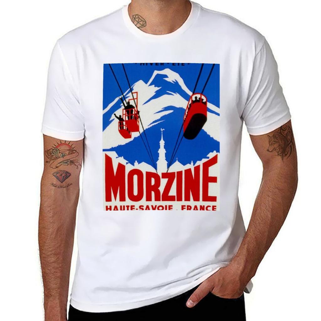 Morzine Frankreich Vintage Skiposter T-Shirt Weiches Lässiges Kurzarm Baumwoll-T-Shirt