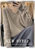 100V Women's Oversized Wool Sweater - Thick Knit, Long Sleeve, Fashionable Collar for Autumn