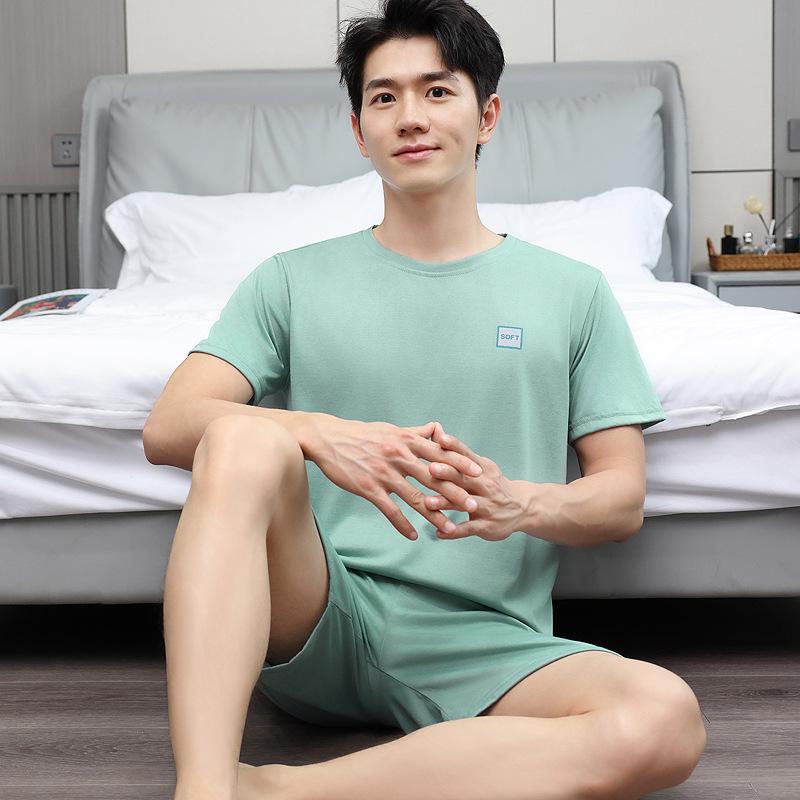 Herren Sommer Kühlendes Pyjama-Set - Kurzarm und Shorts, Lässige und Leichte Hauskleidung