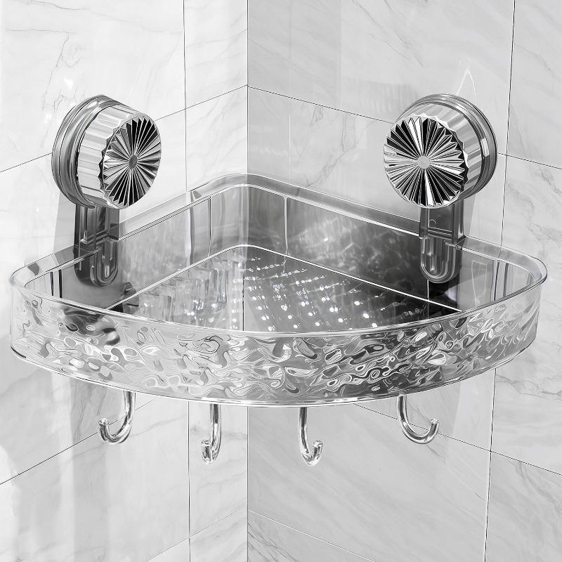 Su Dalgalı Vantuzlu Saklama Rafı, Üçgen Hareketli Saklama Rafı, Duvara Monte Banyo Saklama, Deliksiz Duvara Monte