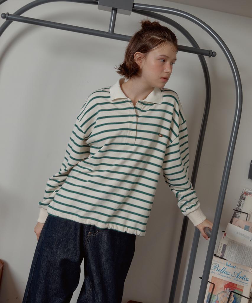 ANOETIC Anc Stripe String Rugby Sweatshirts_Ivory