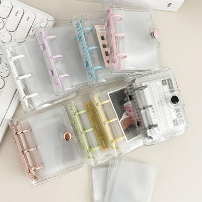2 Stück A8 3-Loch Macaron-Ordner mit 20 Stück PVC-Hüllen, Mini-Foto-Kartenhalter