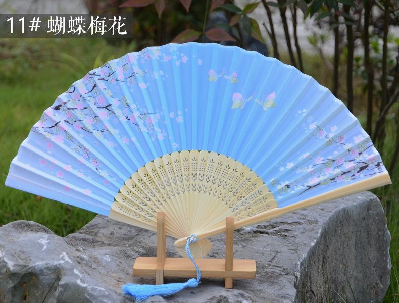 

Винтажный шелковый складной веер ретро китайский японский бамбуковый складной веер танцевальный ручной веер украшение для дома украшения ремесло подарок веер 21cm