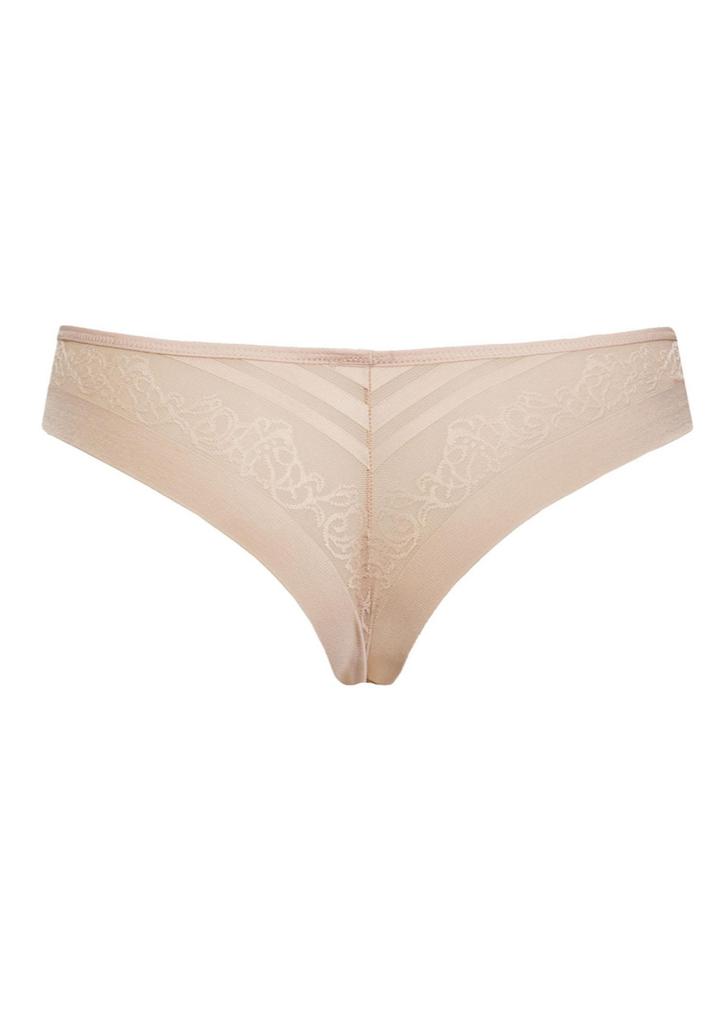 Seamless Brazilian Briefs Made of Tulle 2507 Flower Sielei Beige