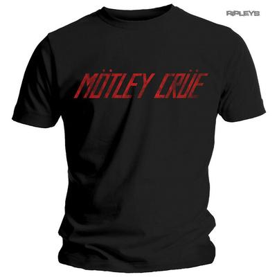 Motley Crue Black 'Distressed Red Logo' Vintage Unisex μπλουζάκια