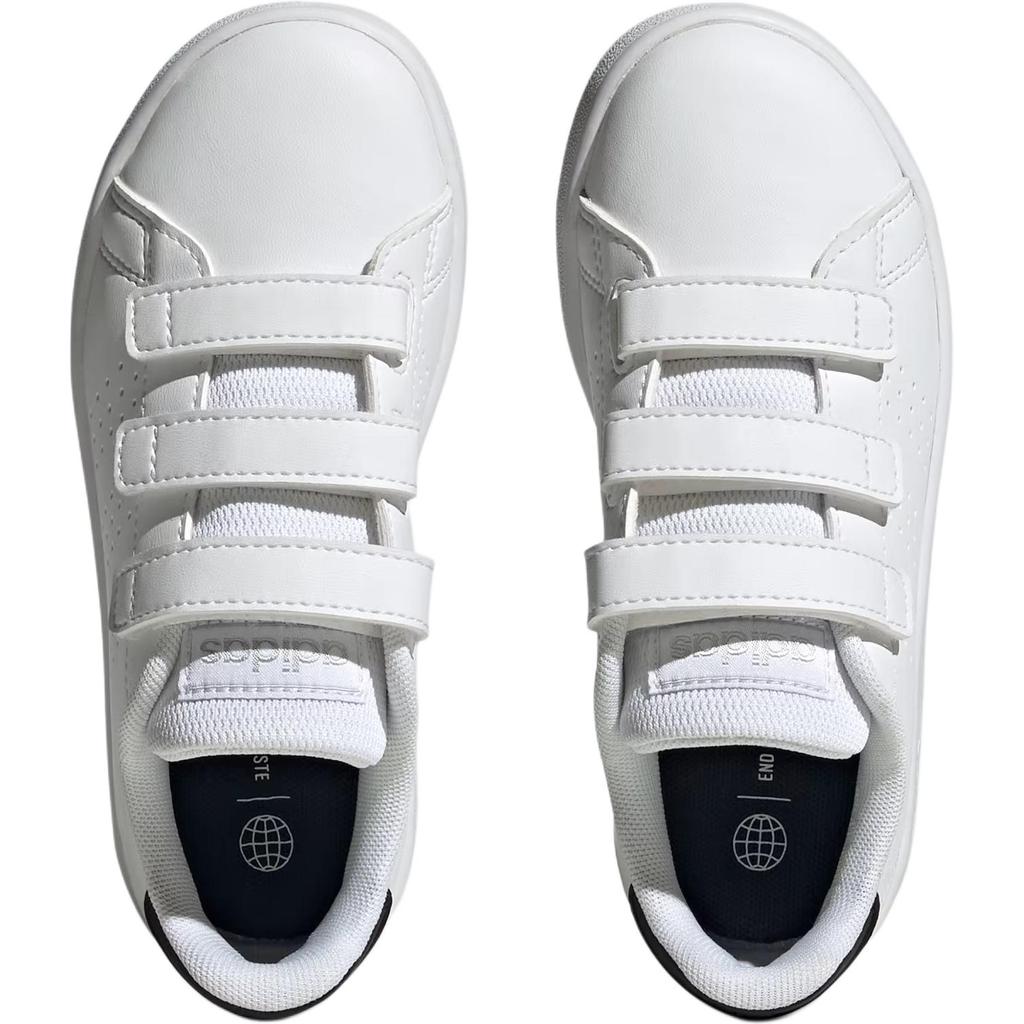 Adidas Advantage Court Lifestyle Hook And Loop Comfortable Low Top Kids Casual Shoes Kids Casual Shoes Cloud-White Core-Black Metallic-Silver IG2516