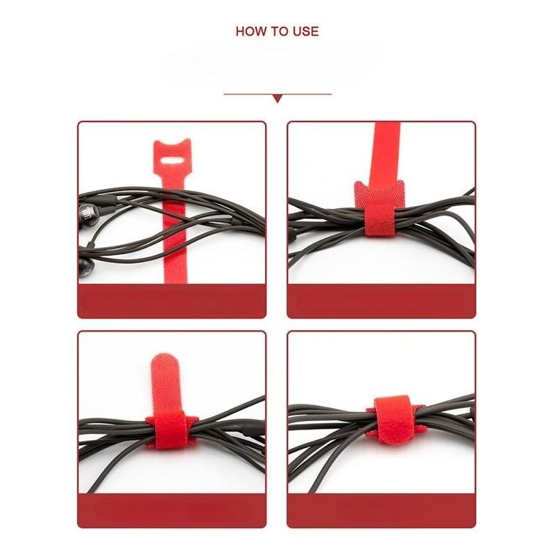 60PCS  T-shaped Hook and Loop Cable Tie Convenient Binding with Self-adhesive Cable Tie Curtain Wire Magic Belt Wire Organizer