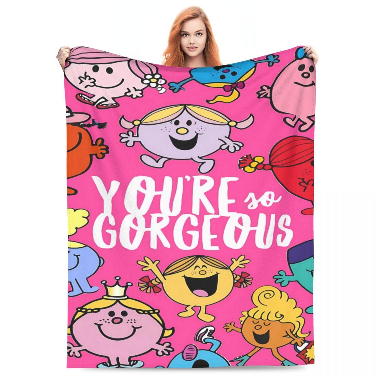 

Mr Men Little Miss All Characters Blankets Camping Flannel Throw Blanket Living Room Super Warm Design Quality Bedspread Gift 75x90cm