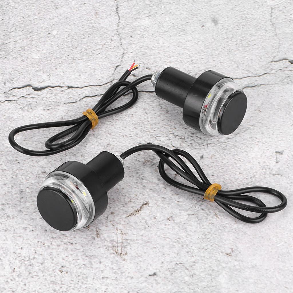 2Pcs LED Motorcycle Handlebar Light Grip Turn Signal Bar End Plug Lamp