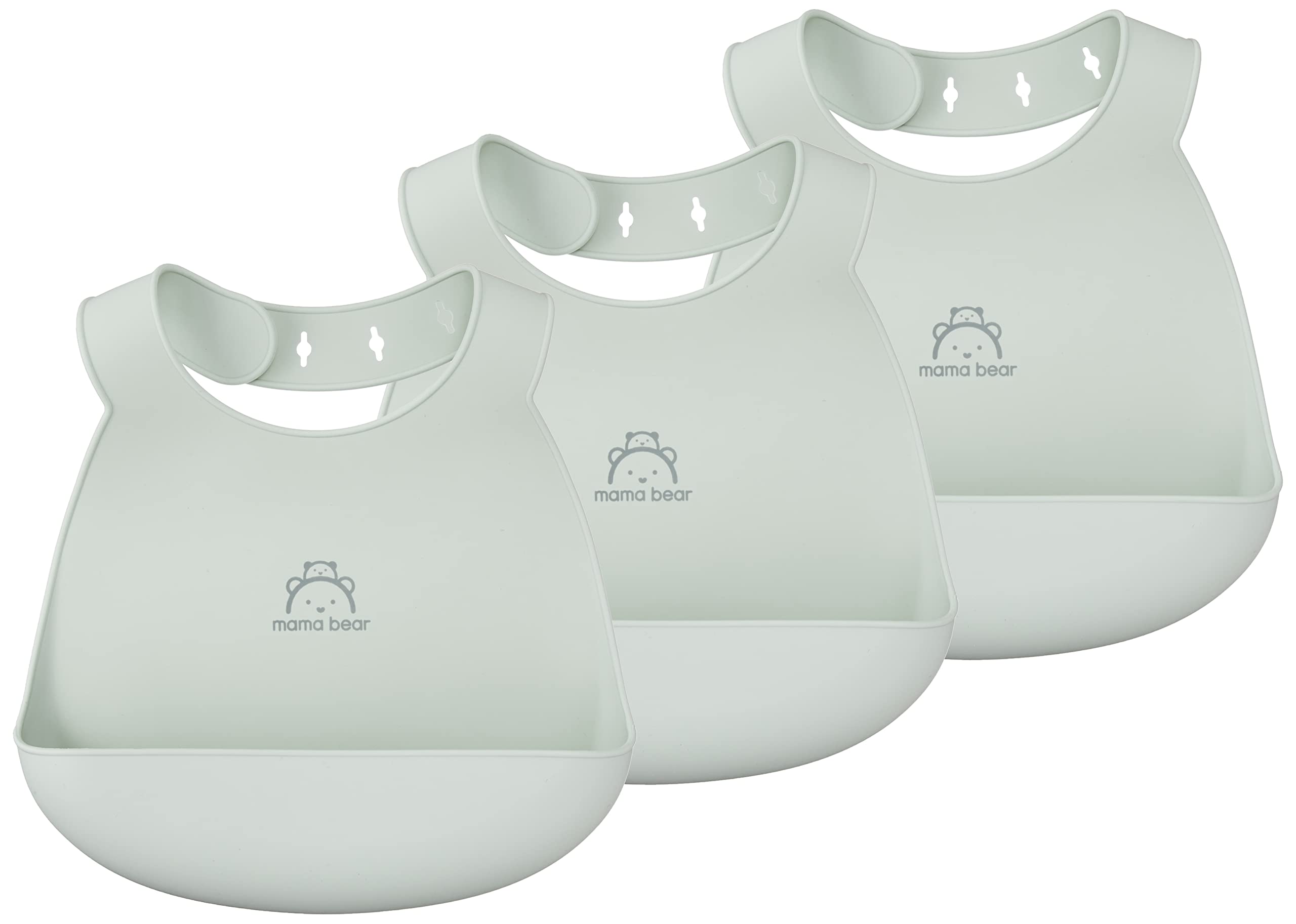 

Mama Bear Silicone Bib One Set [Amazon Brand] Set, Green, Size, 3-Piece зелёный