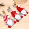 Santa Claus Pattern Cutlery Holder Utensil Bag Fork Knife Pocket Xmas Decoration