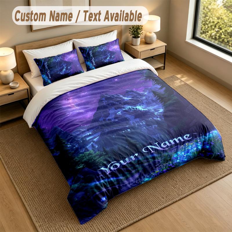 3Pcs Bedding Set Custom Name Text, 1 Sheet 2 Pillowcases Home Bed DecorWorld of Warcraft