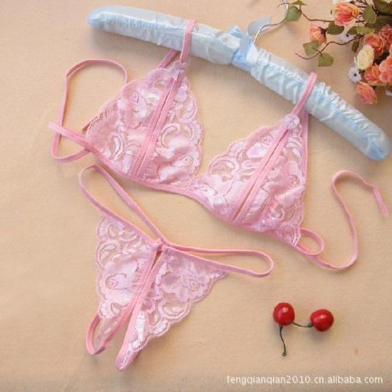 Damen Spitze Dreiteiliges Erotisches Dessous-Set - BH und Höschen 0173