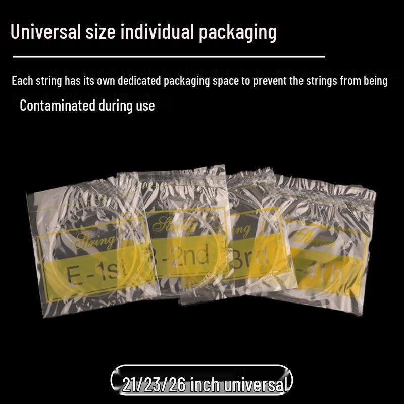 Universal Transparent Nylon Ukulele String Set for 21", 23", 26" Ukuleles - Carbon White Strings