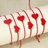 1-20pcs Love Red Rope Bracelet Handmade Weaving Hand Ropes Foot Ropes Heart Shaped Couple Style Transfer Jewelry Gift
