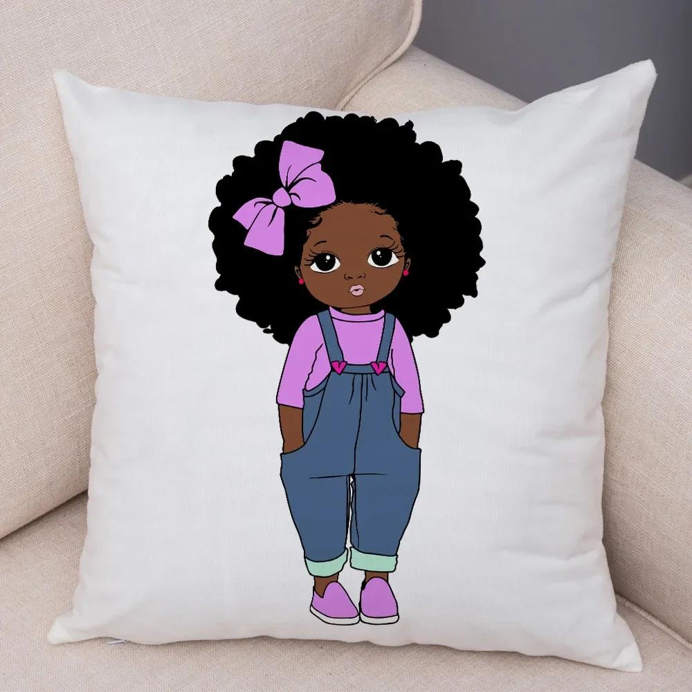 Cute Cartoon Girl Pillowcase Sofa Cushion Cover Home Children's Room Decoration