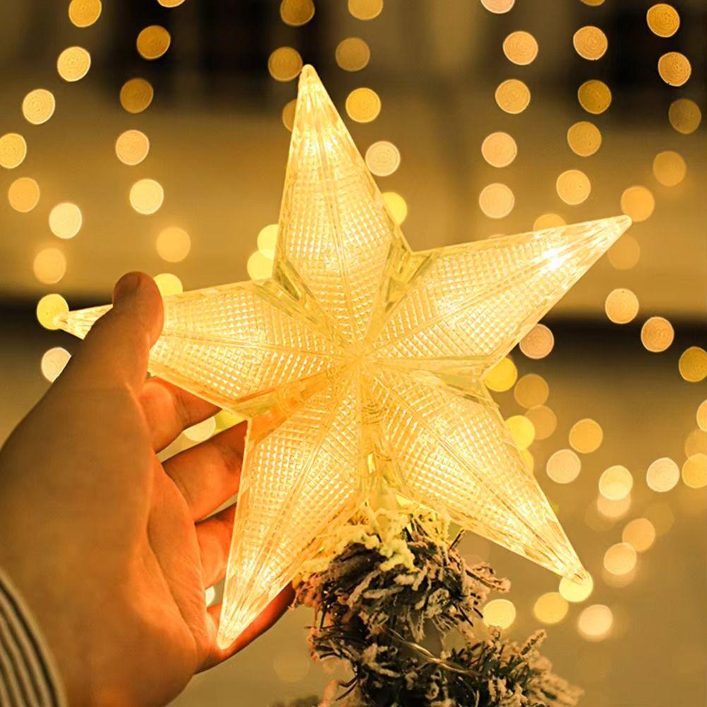 Glowing Christmas Tree Topper Star LED Xmas Atmosphere  Light  Gift