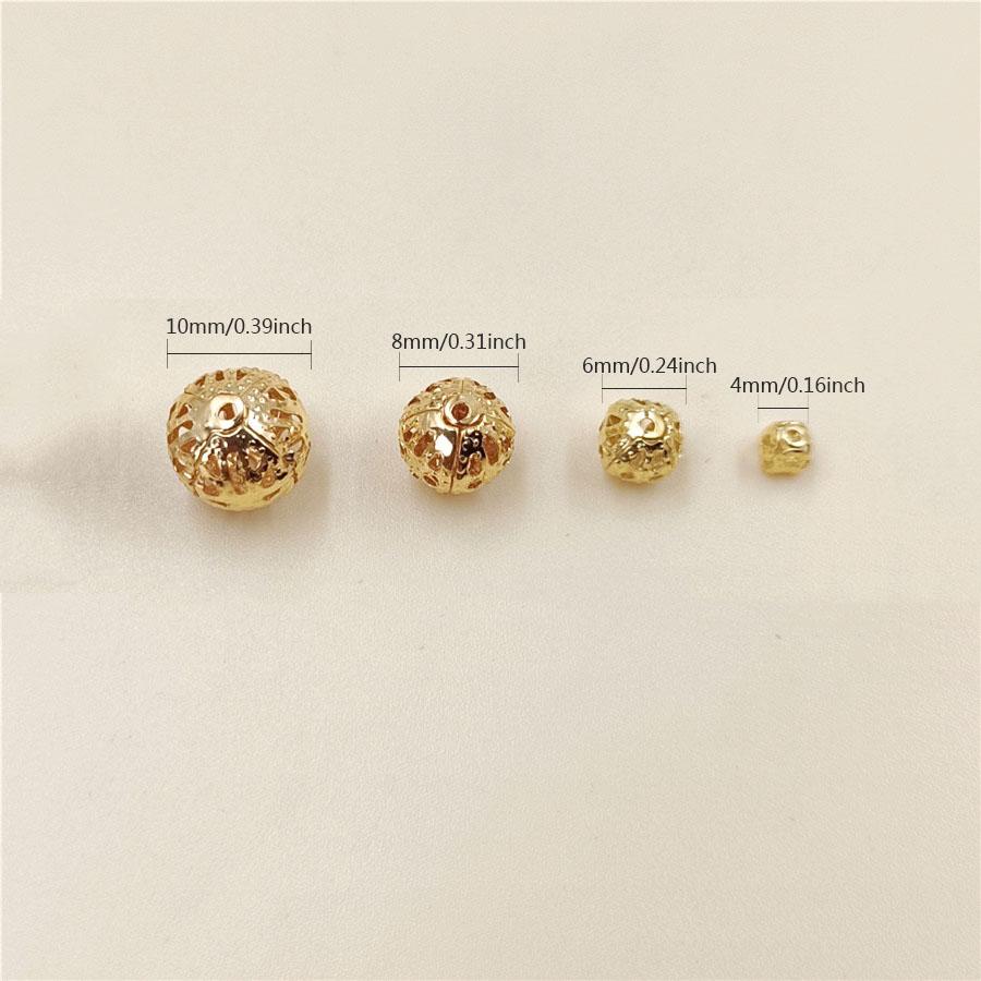 Space Loose Beads For DIY Neckalce Beacelet Hollow Charms Bead Silver Gold Plated 4-12mm