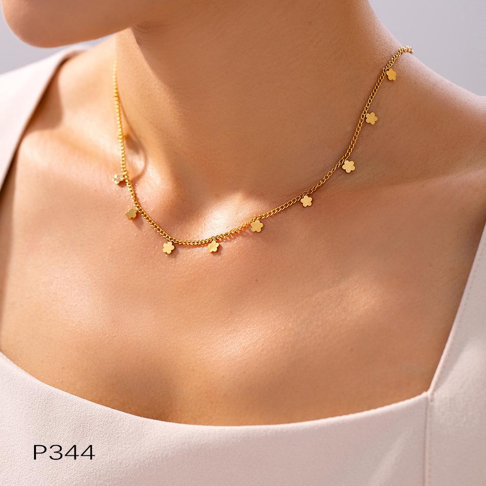 Multi Small Pendant Tassel Necklace For Women Stainless Steel 18K Gold Plated No Tarnish Bohemia Women's Neck Chain Necklaces